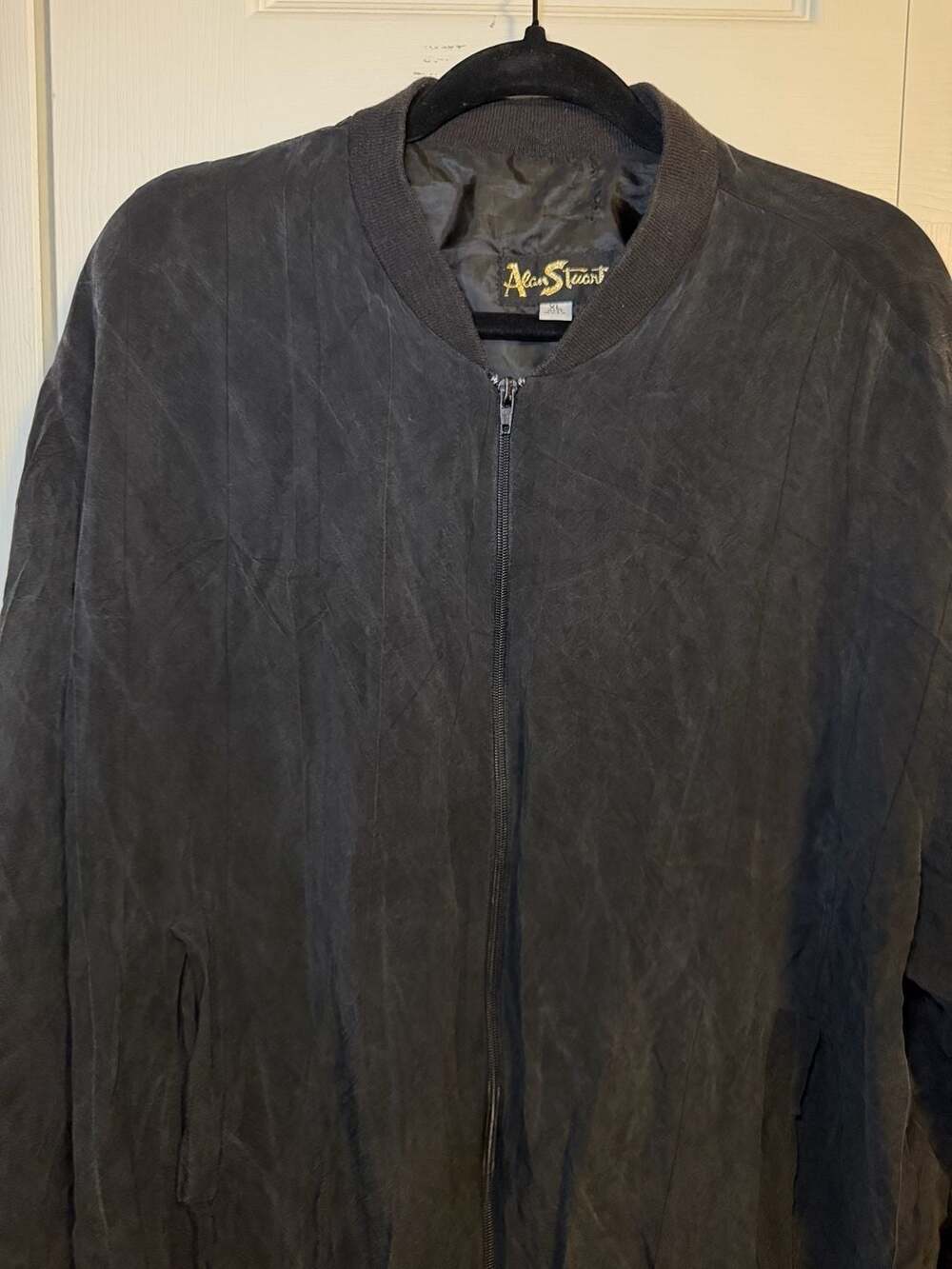 Alan Stuart Bomber Jacket Size XL Black Made in USA Vintage